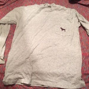 PINK long sleeve grey & burgundy shirt XS